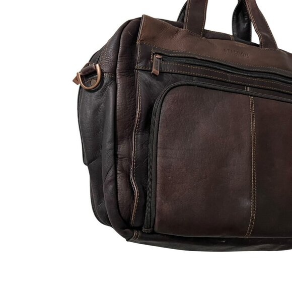 Kenneth Cole Reaction Brown‎ Leather Laptop Briefcase Bag - Picture 4 of 12